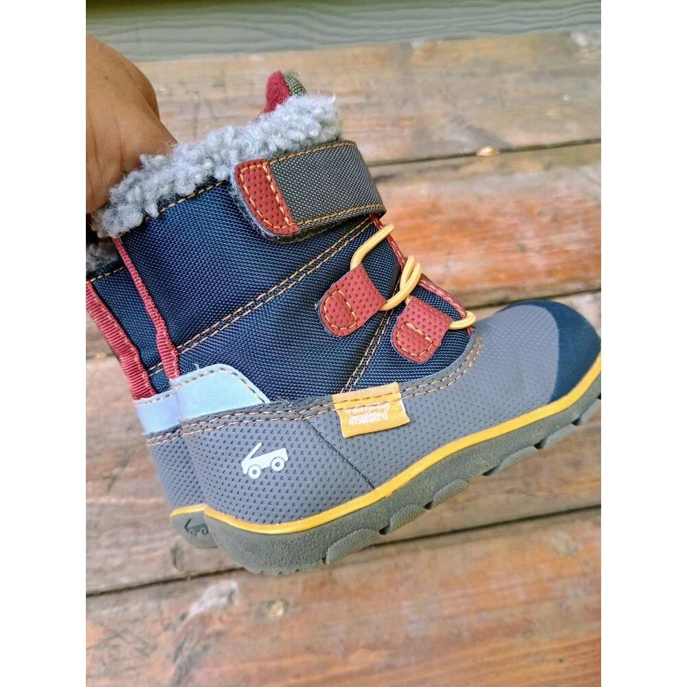 See Kai Run Waterproof Insulated Boys Boots Winter Snow Toddler Sz 6 Blue Gray